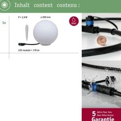 LED-ulkovalaisin Paulmann Plug & Shine Globe, Smart Home Zigbee 3.0, IP65, RGBW+, valkoinen