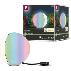 LED-ulkovalaisin Paulmann Plug & Shine Globe, Smart Home Zigbee 3.0, IP65, RGBW+, valkoinen
