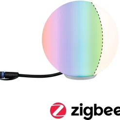LED-ulkovalaisin Paulmann Plug & Shine Globe, Smart Home Zigbee 3.0, IP65, RGBW+, valkoinen