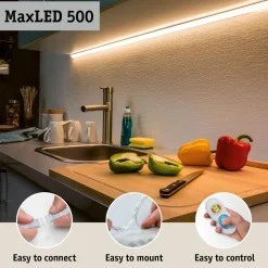 LED-valonauha Paulmann MaxLED 500 Full-Line COB, kulmaosa, 0.3W, 833lm/m, 800LEDs/m, 2700K