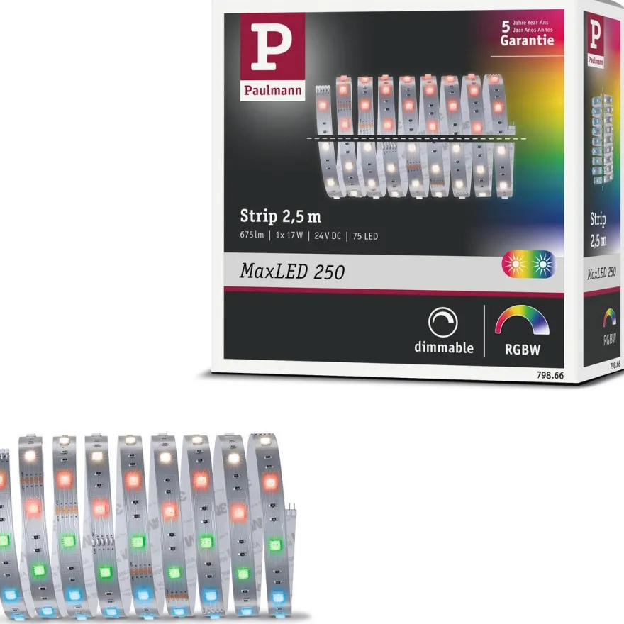 LED-valonauha Paulmann MaxLED 250, 270lm/m, RGBW+, eri kokoja