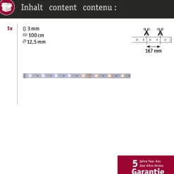 LED-valonauha Paulmann MaxLED 250, 270lm/m, säädettävä värilämpötila, eri kokoja