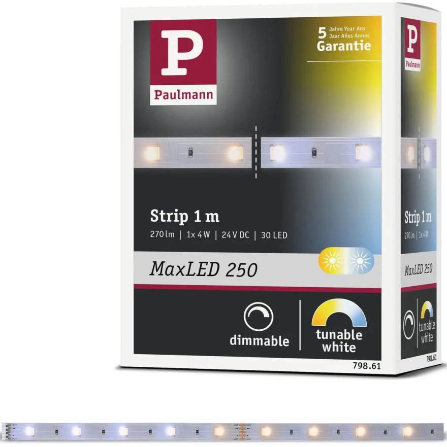LED-valonauha Paulmann MaxLED 250, 270lm/m, säädettävä värilämpötila, eri kokoja