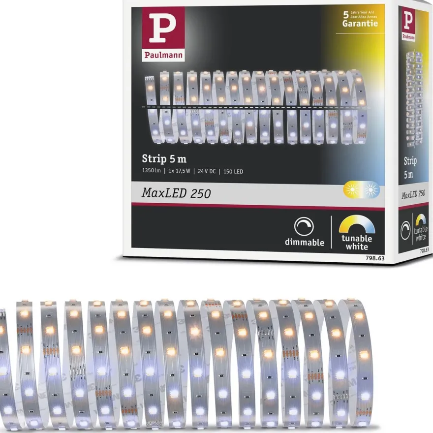 LED-valonauha Paulmann MaxLED 250, 270lm/m, säädettävä värilämpötila, eri kokoja