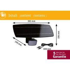 LED-valonheitin aurinkokennolla Paulmann Solar Smart Home Zigbee 3.0 Flotas, IP65, 3000K, 700lm, antrasiitti