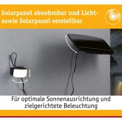 LED-valonheitin aurinkokennolla Paulmann Solar Smart Home Zigbee 3.0 Flotas, IP65, 3000K, 700lm, antrasiitti
