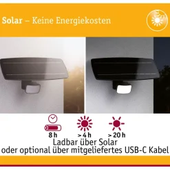 LED-valonheitin aurinkokennolla Paulmann Solar Smart Home Zigbee 3.0 Flotas, IP65, 3000K, 700lm, antrasiitti