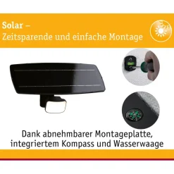 LED-valonheitin aurinkokennolla Paulmann Solar Smart Home Zigbee 3.0 Flotas, IP65, 3000K, 700lm, antrasiitti