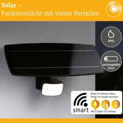 LED-valonheitin aurinkokennolla Paulmann Solar Smart Home Zigbee 3.0 Flotas, IP65, 3000K, 700lm, antrasiitti