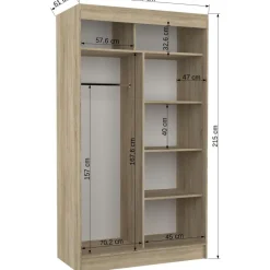 Liukuovikaappi ADKR Batia 120, musta, valkoinen, musta