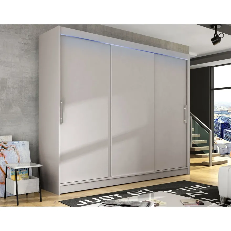 Liukuovivaatekaappi Nomla ASTON / DASTO II, LED-valaistuksella, 250x215cm