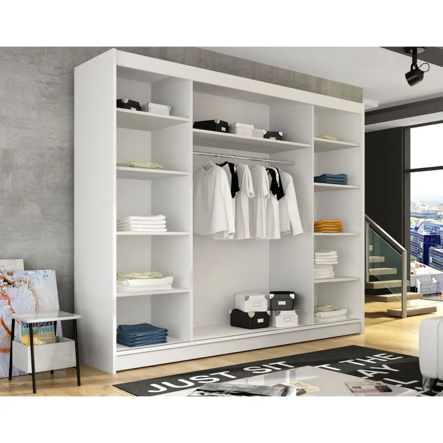 Liukuovivaatekaappi Nomla ASTON / DASTO II, LED-valaistuksella, 250x215cm