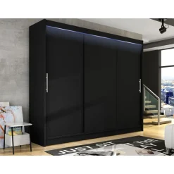 Liukuovivaatekaappi Nomla ASTON / DASTO II, LED-valaistuksella, 250x215cm