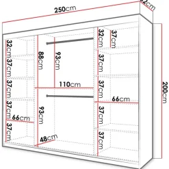 Liukuovivaatekaappi Nomla RIFLO SLIM 2 250, 250x200cm