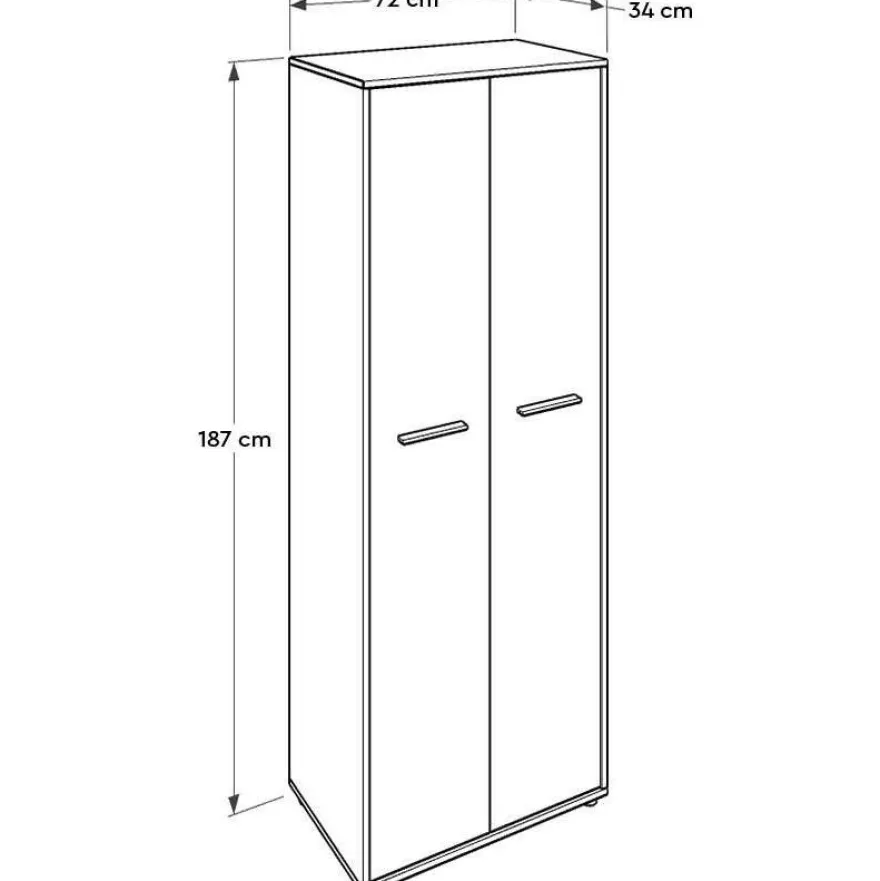 Lukollinen kaappi Linento Furniture NKT-555-TT-1, leveys 72cm, korkeus 187cm, ruskea