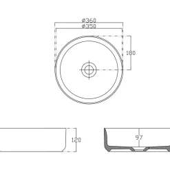 Malja-allas Interia Infinity Round, ø360mm, keraaminen, eri värejä