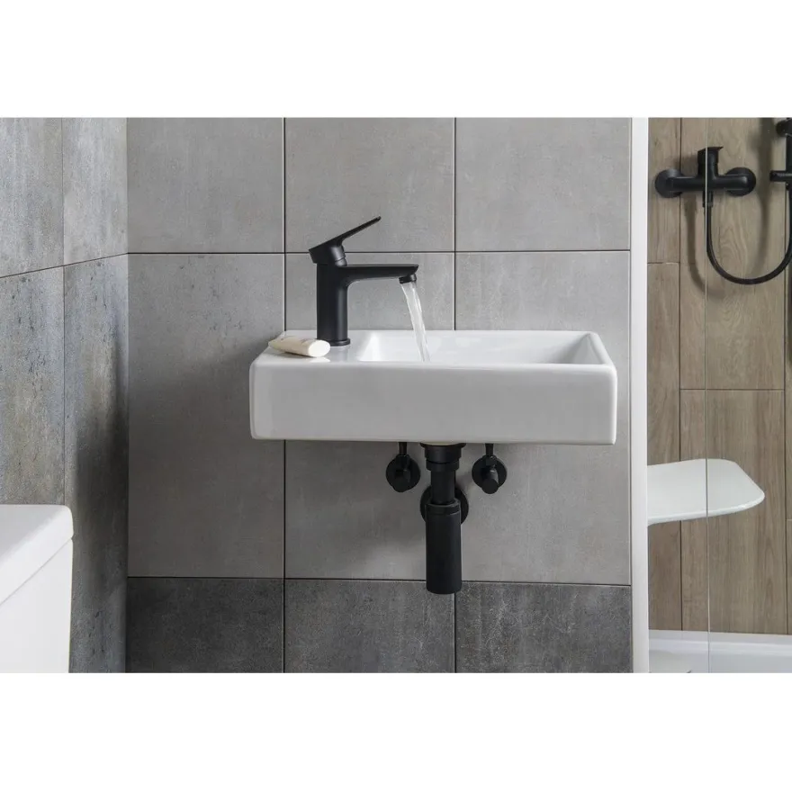 Malja-allas Interia Minos Cloakroom, 450x260mm, vasen, valkoinen