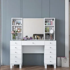 Meikkipöytä Linento Furniture BJ136-3846, leveys 120cm, valkoinen