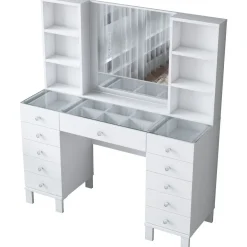 Meikkipöytä Linento Furniture BJ136-3846, leveys 120cm, valkoinen