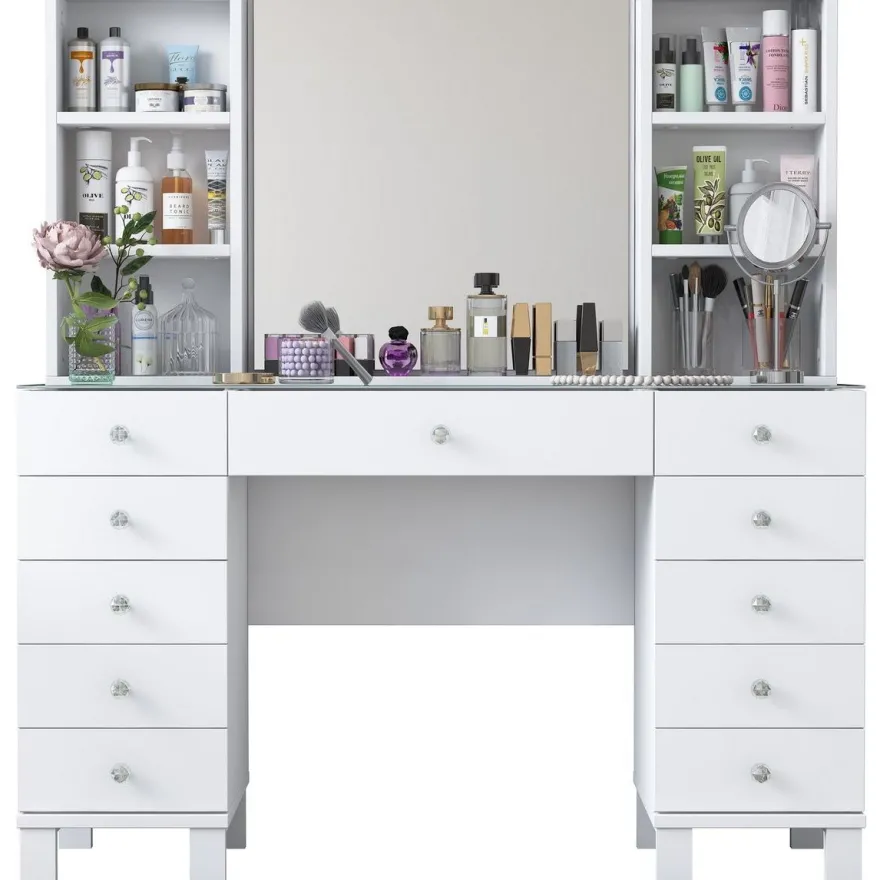 Meikkipöytä Linento Furniture BJ136-3846, leveys 120cm, valkoinen