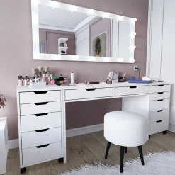 Meikkipöytä Linento Furniture Duru, mattavalkoinen