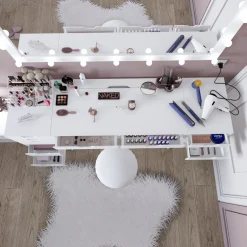 Meikkipöytä Linento Furniture Duru, mattavalkoinen