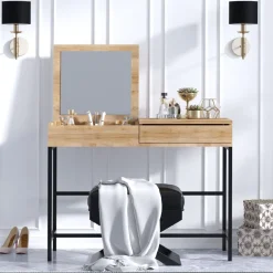 Meikkipöytä Linento Furniture Linda tammi/musta