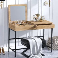 Meikkipöytä Linento Furniture Linda tammi/musta