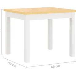 3-osainen lasten pöytä ja tuolisarja säilytyspenkillä, valkoinen ja beige, MDF