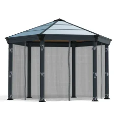 Paviljongin hyttysverhosetti Palram-Canopia Roma Hexagonal, 3.6x4.2m, harmaa