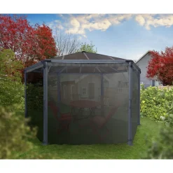 Paviljongin hyttysverhosetti Palram-Canopia Roma Hexagonal, 3.6x4.2m, harmaa