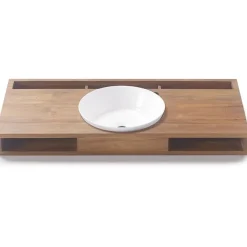 Pesuallas Bathco Ribe Ø340mm tasolla posliini/tiikki