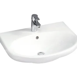 Pesuallas Gustavsberg Nautic, 60 cm, pultti/kannatinkiinnitys, ilman hananreikää, ylivuotoaukolla, CeramicPlus