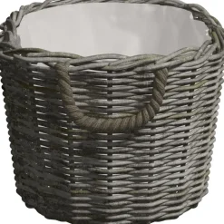 Polttopuukori kantokahvoilla 60x40x28cm, harmaa paju