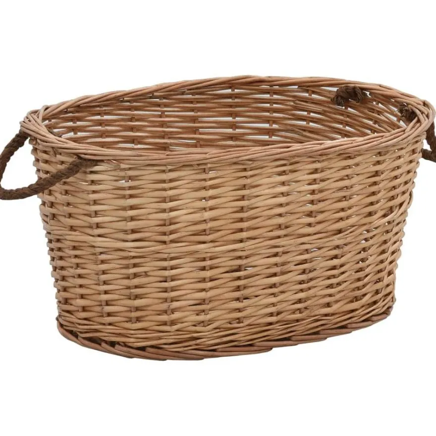 Polttopuukori kantokahvoilla 58x42x29cm, luonnollinen paju
