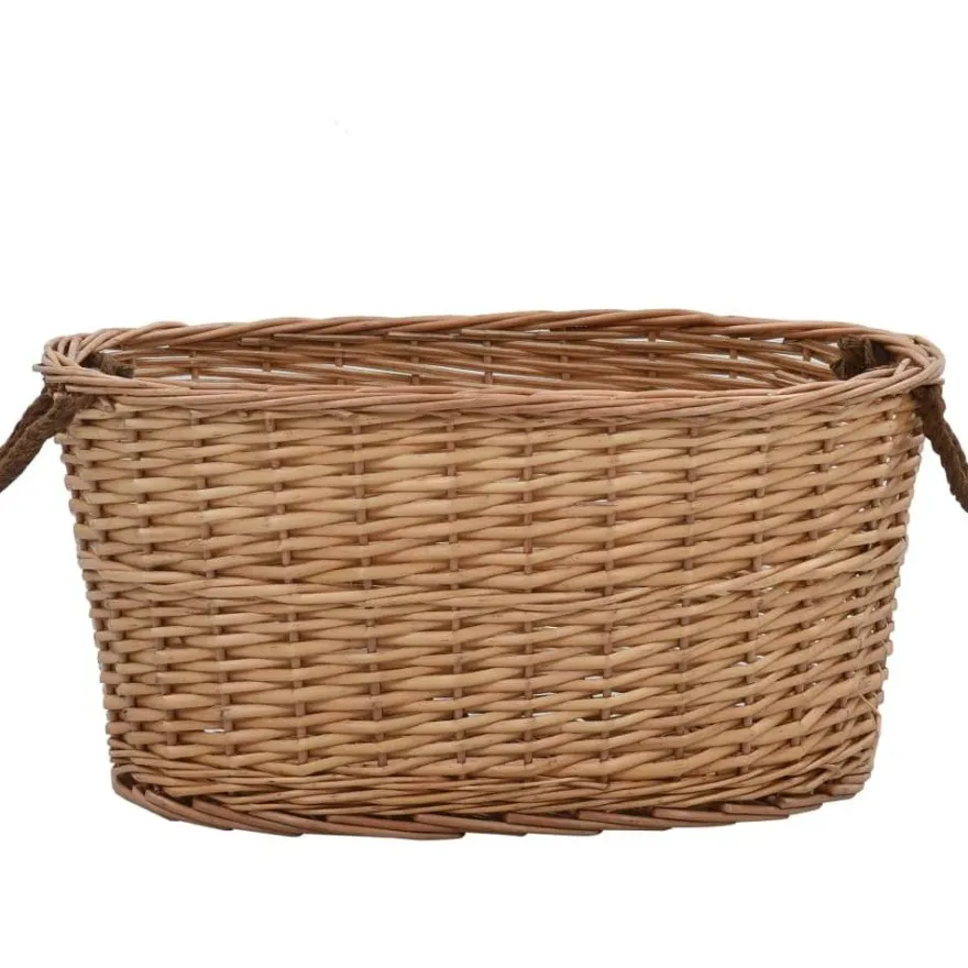 Polttopuukori kantokahvoilla 58x42x29cm, luonnollinen paju