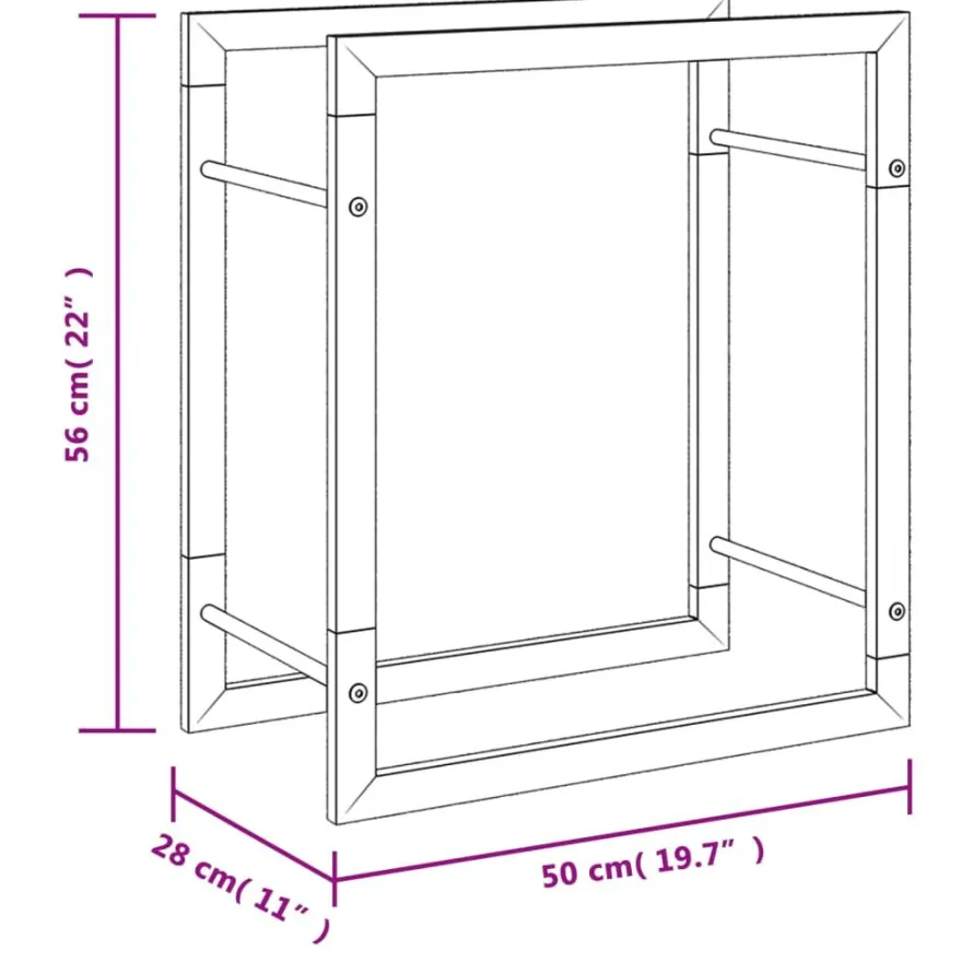 Polttopuuteline 50x28x56 cm ruostumaton teräs