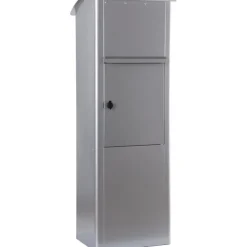 Postilaatikko Berglund M2000B, avaus takapuolelta, hopea