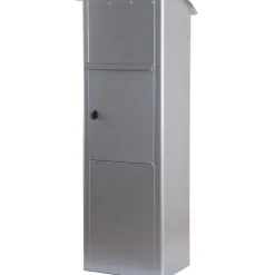 Postilaatikko Berglund M2000B, avaus takapuolelta, hopea