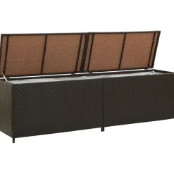 Puutarhan säilytyslaatikko, polyrottinki, 200x50x60 cm, ruskea, Verkkokaupan poistotuote