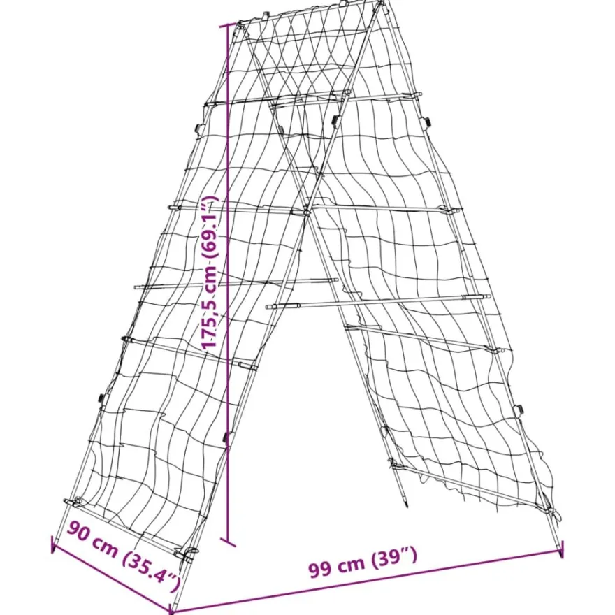 Puutarhasäleikkö köynnöskasveille A-runko 99x90x175,5 cm teräs (09281)