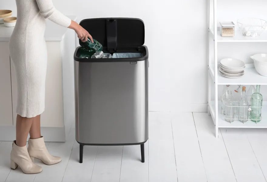 Roska-astia Brabantia Bo Touch Hi, 2 x 30L, Matt Steel Fingerprint Proof