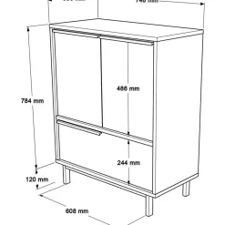 Rottinkikaappi Linento Furniture ON8B-SU, ruskea