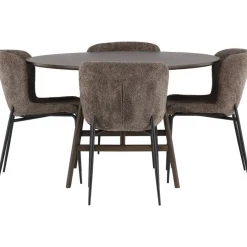 Ruokailuryhmä Venture Home, ⌀100cm ruskea Kaseidon-pöytä + 4 Modesto-tuolia