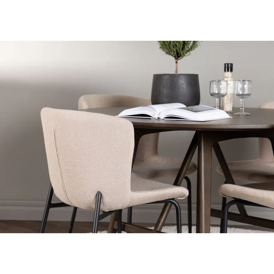 Ruokailuryhmä Venture Home, ⌀100cm ruskea Kaseidon-pöytä + 4 Modesto-tuolia