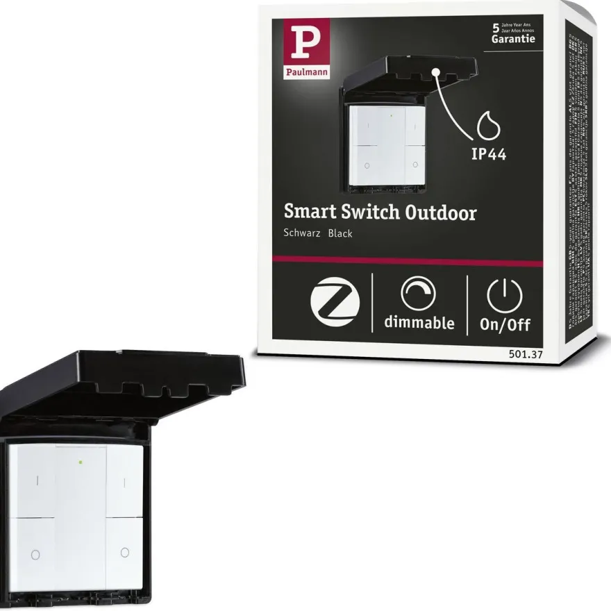 Seinäkytkin ja himmennin ulkokäyttöön Paulmann, Smart Home Zigbee 3.0, musta