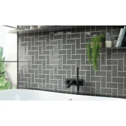 Seinälaatta Pukkila Urban Atelier Cinza Escuro, kiiltävä, sileä, 140x70mm