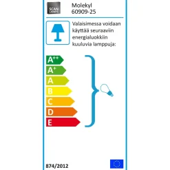 Seinävalaisin Aneta Lighting Molekyl, mattamessinki/valkoinen