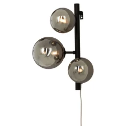 Seinävalaisin Aneta Lighting Molekyl, musta/savulasi