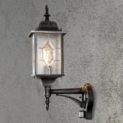 Seinävalaisin Konstsmide Milano 7268-759, 160x285x530mm, yläsuunta, liiketunnistimella, mustahopea